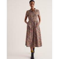 Seasalt Cornwall Pure Cotton Floral Midi Shirt Dress Green Mix