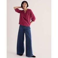 Seasalt Cornwall Pure Cotton Floral Notch Neck Top Red Mix