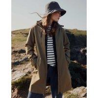 Seasalt Cornwall Waterproof Hooded Longline Rain Jacket Khaki