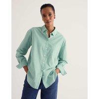 Seasalt Cornwall Pure Cotton Striped Relaxed Longline Shirt Green Mix