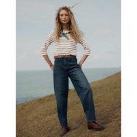 Seasalt Cornwall High Waisted Barrel Leg Ankle Grazer Jeans Navy