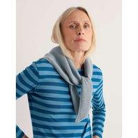 Seasalt Cornwall Pure Cotton Knitted Triangle Scarf Blue