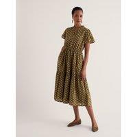 Seasalt Cornwall Pure Cotton Floral Notch Neck Tiered Dress Green Mix