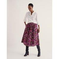 Seasalt Cornwall Pure Cotton Floral Midi A-Line Skirt Pink Mix
