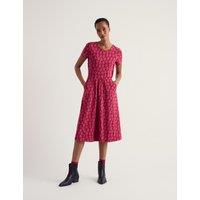 Seasalt Cornwall Jersey Floral Midi Skater Dress Red Mix