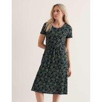 Seasalt Cornwall Pure Cotton Floral Midi Skater Dress Green Mix
