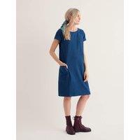 Seasalt Cornwall Pure Cotton Denim Textured Stripe Shift Dress Blue