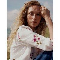 Seasalt Cornwall Pure Cotton Embroidered Floral Top White Mix