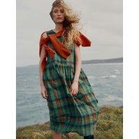 Seasalt Cornwall Pure Cotton Checked Relaxed Fit Midaxi Dress Multi