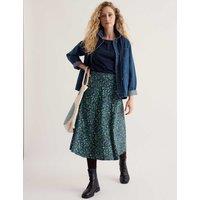 Seasalt Cornwall Cotton Rich Floral Midi A-Line Skirt Multi