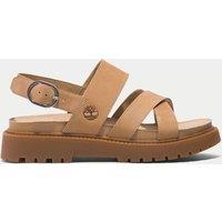 Timberland Clairemont Leather Strappy Flat Sandals Stone