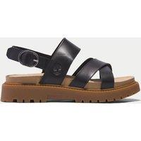 Timberland Clairemont Leather Strappy Flat Sandals Black Mix