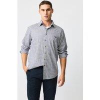Rodd & Gunn Cotton Linen Blend Checked Oxford Shirt Brown Mix