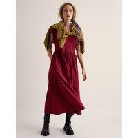 Seasalt Cornwall Cotton Rich Notch Neck Midi Waisted Dress Red