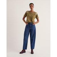 Seasalt Cornwall Pure Cotton Floral Embroidery Relaxed Top Dark Green Mix