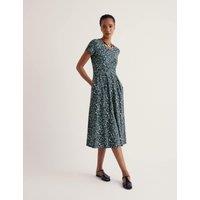 Seasalt Cornwall Cotton Rich Floral Midi Waisted Dress Navy Mix