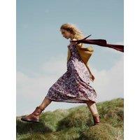 Seasalt Cornwall Cotton Rich Floral Midi Waisted Dress Pink Mix
