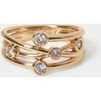 M&S 14ct Gold Plated Wire CZ Ring Gold