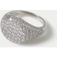 M&S Platinum Plated Pave Pinky Ring Silver