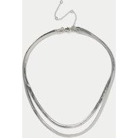 M&S Platinum Snakechain Layer Necklace Silver
