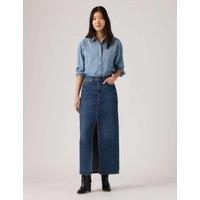Levi's Denim Maxi Column Skirt Mid Blue