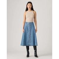 Levi's Denim Yoke Midi A-Line Skirt Mid Blue