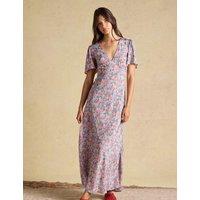 Joules Ditsy Floral V-Neck Midi Tea Dress Multi