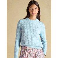Joules Pure Cotton Cable Knit Crew Neck Jumper Light Blue
