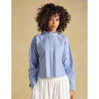 Joules Pure Cotton Striped Cropped Shirt Blue Mix