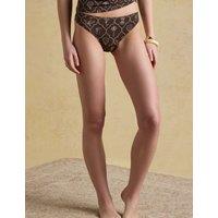 Joules Printed High Leg Tankini Bottoms Brown Mix