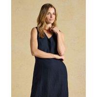 Joules Linen Blend V-Neck Shift Dress Navy