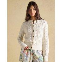 Joules Cable Knit Button Up Cardigan with Wool Cream Mix