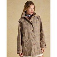 Joules Waterproof Checked Hooded Raincoat Brown Mix