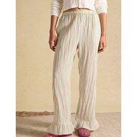 Joules Striped Wide Leg Frill Hem Trousers Multi