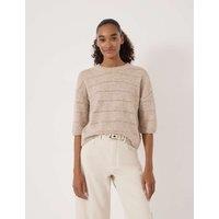 HUSH Alpaca Blend Pointelle Crew Neck Jumper Oatmeal