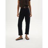 HUSH Cotton Rich Barrel Leg Cropped Trousers Charcoal