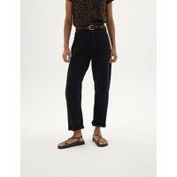 HUSH Cotton Rich Barrel Leg Cropped Trousers Charcoal