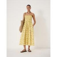 HUSH Pure Cotton Printed Square Neck Midaxi Dress Yellow Mix