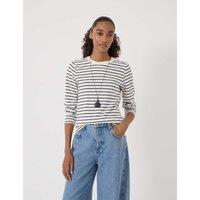 HUSH Pure Cotton Striped Top Navy Mix