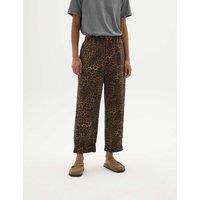 HUSH Pure Cotton Leopard Print Barrel Leg Trousers Brown Mix