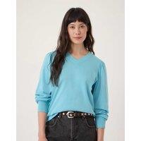 HUSH Pure Cotton V-Neck Puff Sleeve Top Aqua