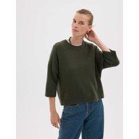 HUSH Pure Cashmere Oversized Knitted Top Khaki