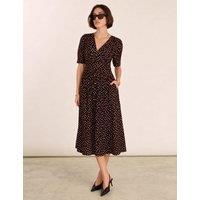 BAUKJEN Polka Dot Midi Tea Dress Brown Mix