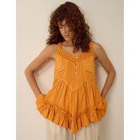 Monsoon Pure Cotton V-Neck Cami Top Orange