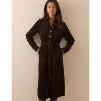 Nobody's Child Cord Belted Midi Shirt Dress Brown