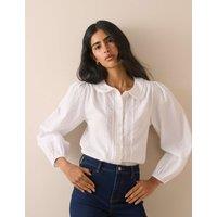 Nobody's Child X Louise Thompson Pure Cotton Embroidered Peter Pan Collar Blouse White