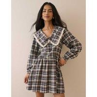 Nobody's Child X Louise Thompson Pure Cotton Checked Mini Waisted Dress White