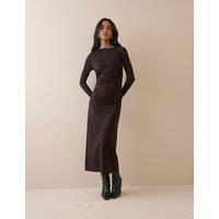 Nobody's Child Animal Print Midi Bodycon Dress Brown