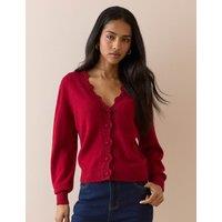 Nobody's Child Wool Blend Embellished V-Neck Cardigan Red
