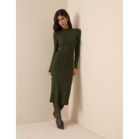 Nobody's Child Side Button Detail Midi Bodycon Dress Green